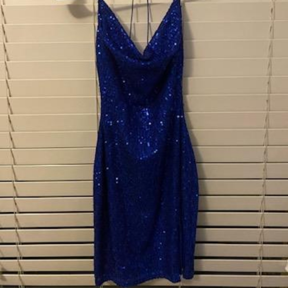 Blue sequin dress